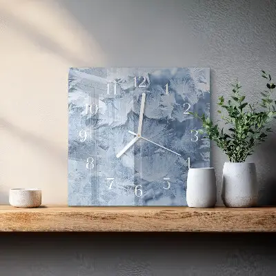 Quadratische wanduhr Schneeflocken