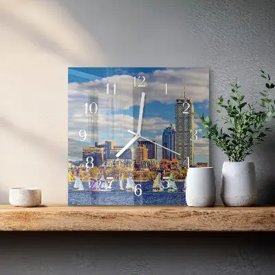 Quadratische wanduhr modern Segelboote