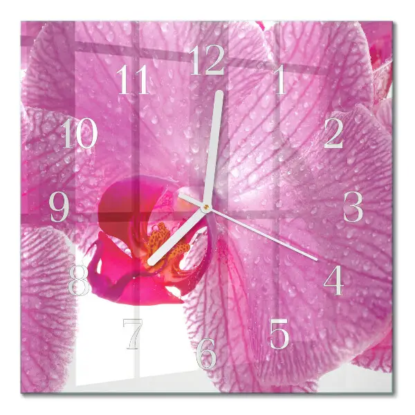 Moderne wanduhr quadratisch Orchidee