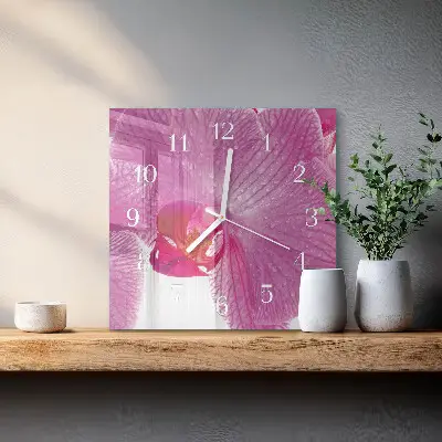 Moderne wanduhr quadratisch Orchidee