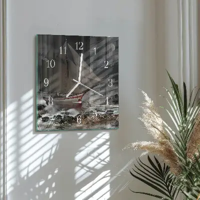 Quadratische wanduhr Segelboot