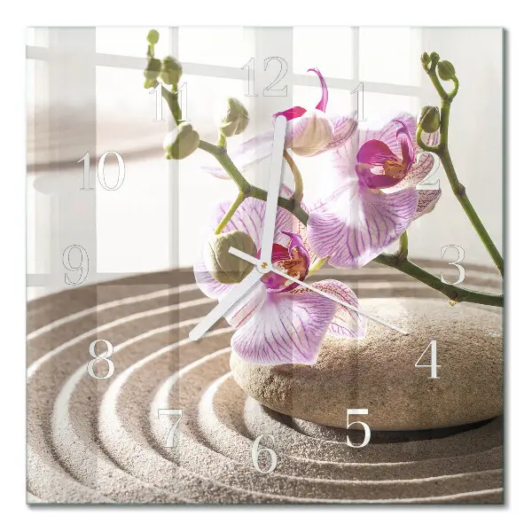 Glasuhr quadratisch Sandorchidee
