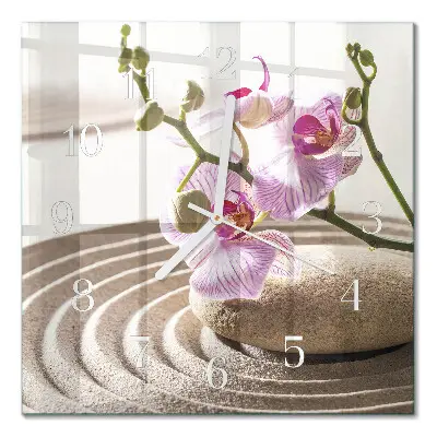 Glasuhr quadratisch Sandorchidee