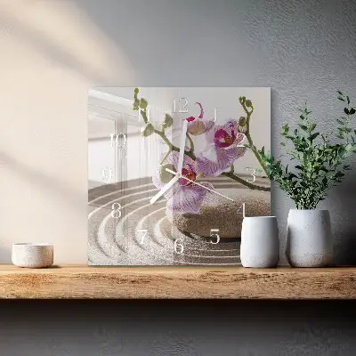 Glasuhr quadratisch Sandorchidee