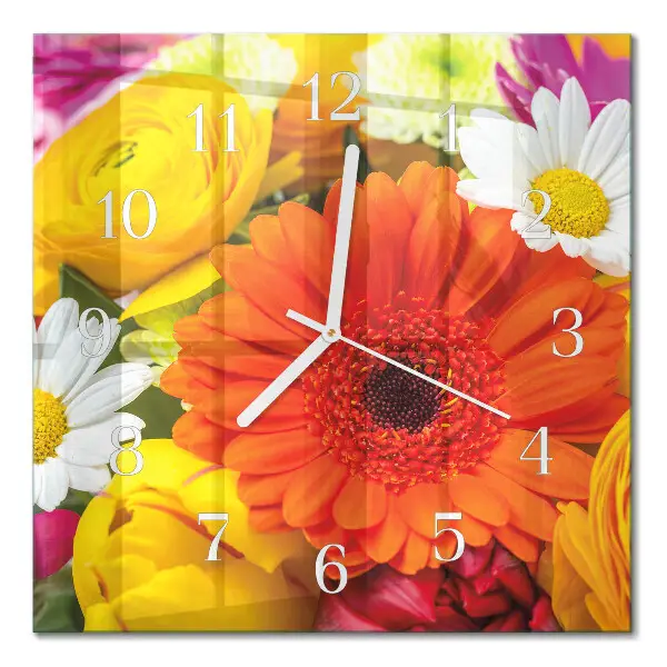 Quadratische wanduhr modern Blumen
