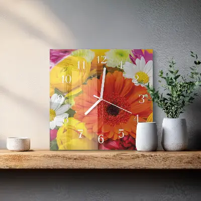 Quadratische wanduhr modern Blumen