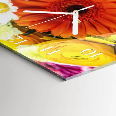 Quadratische wanduhr modern Blumen