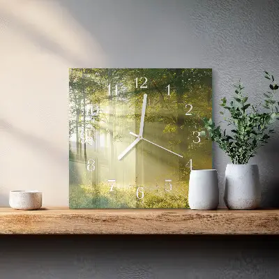 Wanduhr mit motiv quadratisch Wald