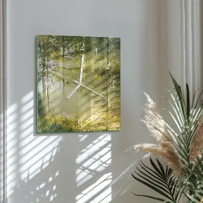 Wanduhr mit motiv quadratisch Wald