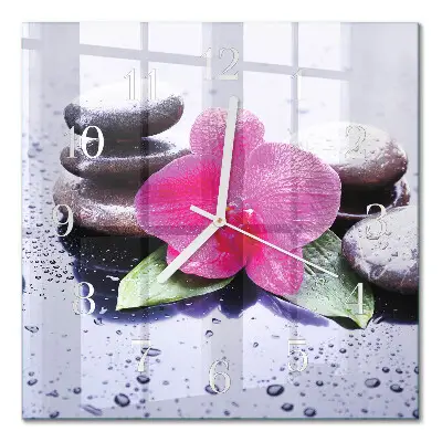 Quadratische wanduhr modern Orchidee
