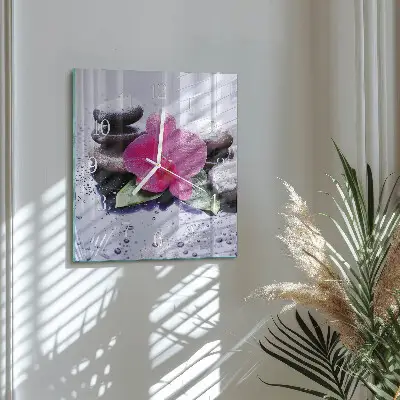 Quadratische wanduhr modern Orchidee