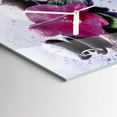 Quadratische wanduhr modern Orchidee