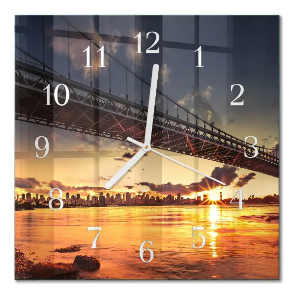 Wanduhr mit motiv quadratisch Flussbrücke