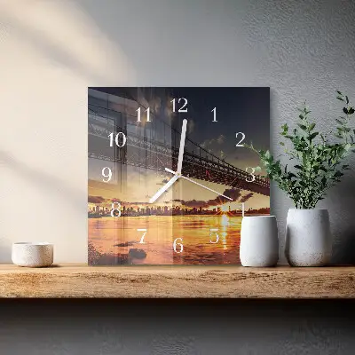 Wanduhr mit motiv quadratisch Flussbrücke