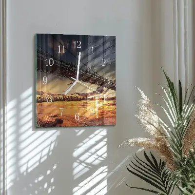 Wanduhr mit motiv quadratisch Flussbrücke