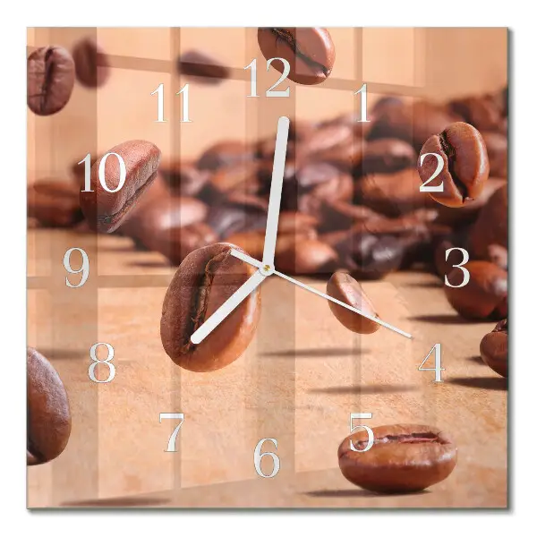 Quadratische wanduhr modern Kaffeebohnen