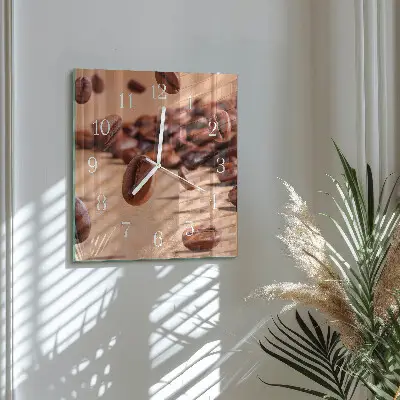 Quadratische wanduhr modern Kaffeebohnen