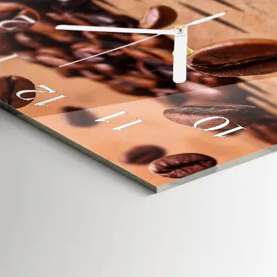Quadratische wanduhr modern Kaffeebohnen