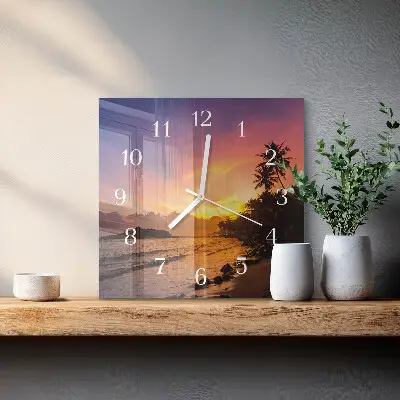 Moderne wanduhr quadratisch Sonnenuntergang