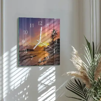 Moderne wanduhr quadratisch Sonnenuntergang