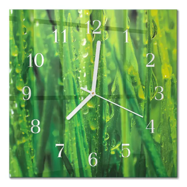 Quadratische wanduhr Gras