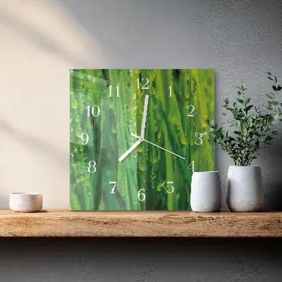 Quadratische wanduhr Gras