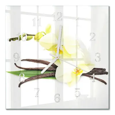 Glasuhr quadratisch Vanilleorchidee