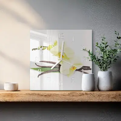 Glasuhr quadratisch Vanilleorchidee