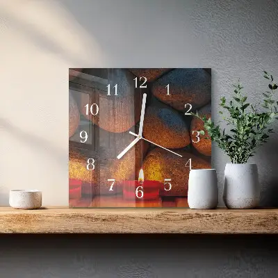 Quadratische wanduhr modern Steine
