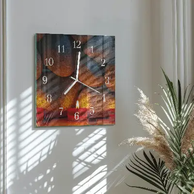 Quadratische wanduhr modern Steine