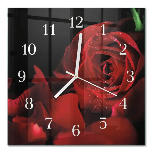 Wanduhr mit motiv quadratisch Rose