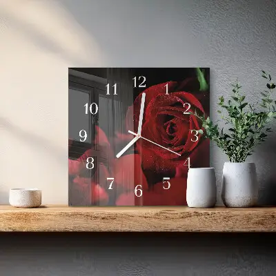 Wanduhr mit motiv quadratisch Rose