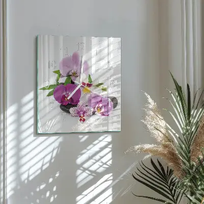 Moderne wanduhr quadratisch Orchidee