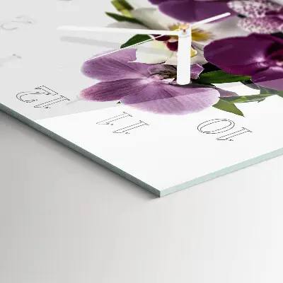 Moderne wanduhr quadratisch Orchidee