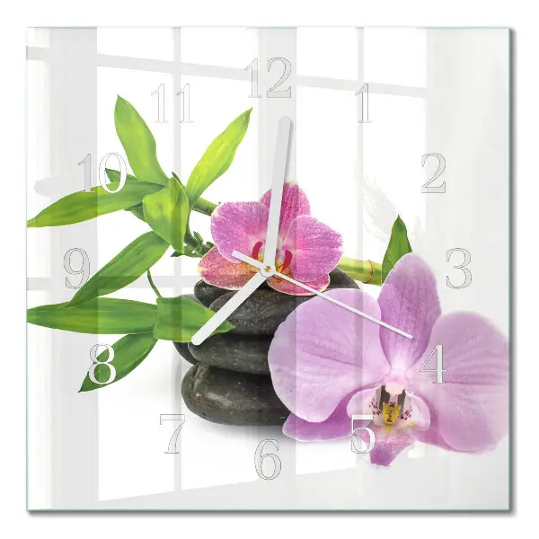Quadratische wanduhr Orchidee