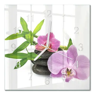 Quadratische wanduhr Orchidee