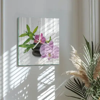 Quadratische wanduhr Orchidee