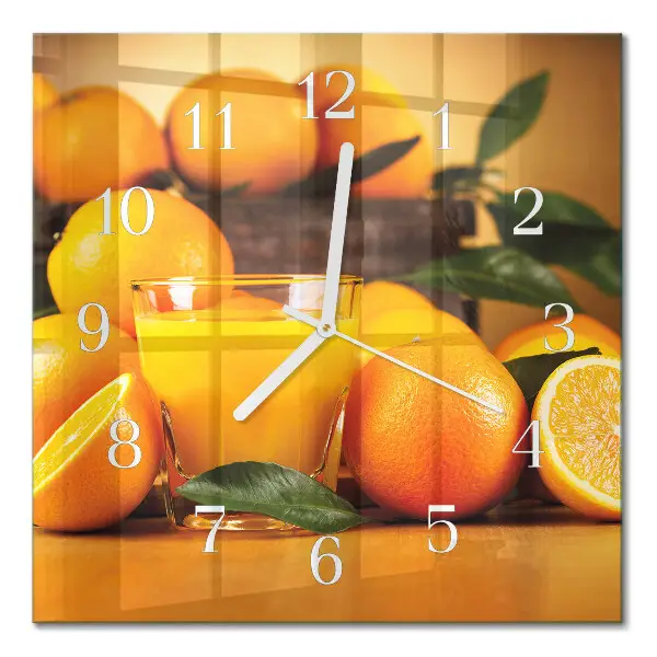 Glasuhr quadratisch Orangen