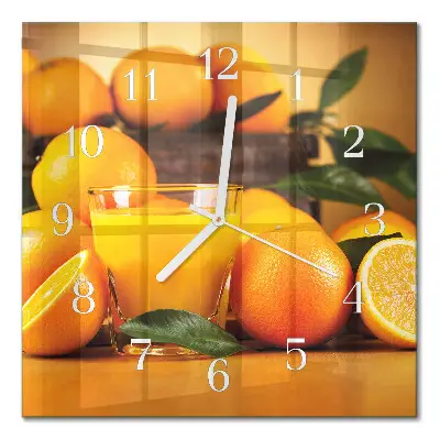 Glasuhr quadratisch Orangen