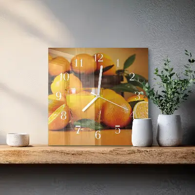 Glasuhr quadratisch Orangen