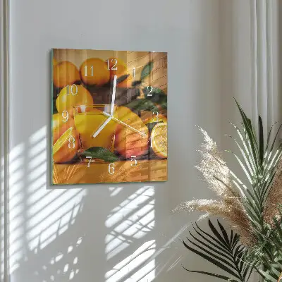 Glasuhr quadratisch Orangen