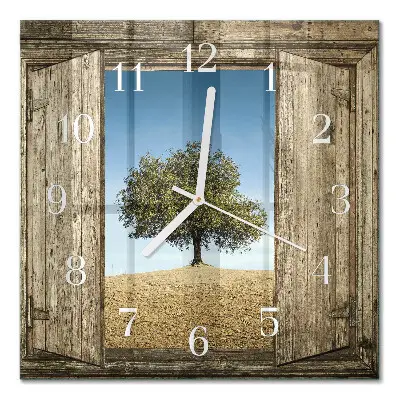 Quadratische wanduhr modern Baum