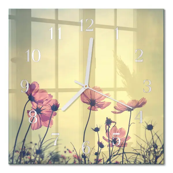 Quadratische wanduhr modern Blumen