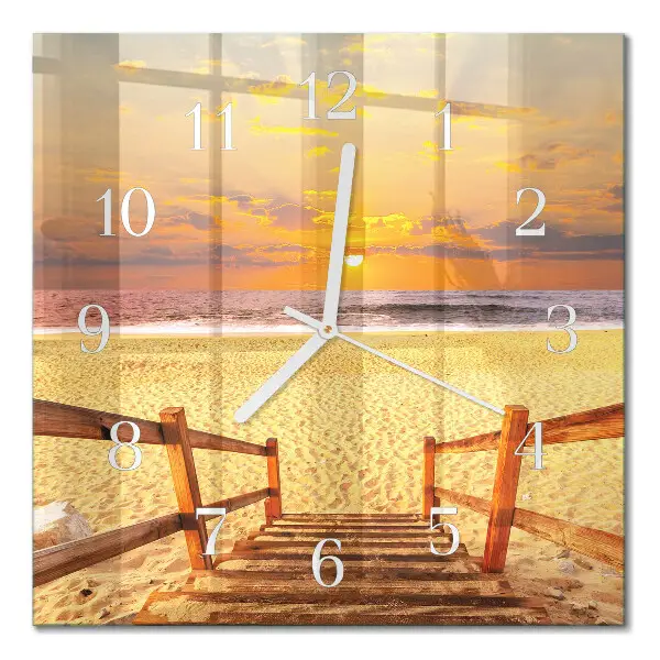 Wanduhr mit motiv quadratisch Brücke am Strand