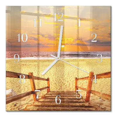 Wanduhr mit motiv quadratisch Brücke am Strand