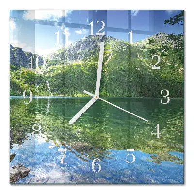Quadratische wanduhr Bergsee