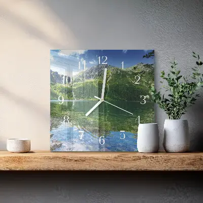Quadratische wanduhr Bergsee