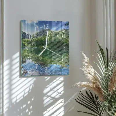 Quadratische wanduhr Bergsee