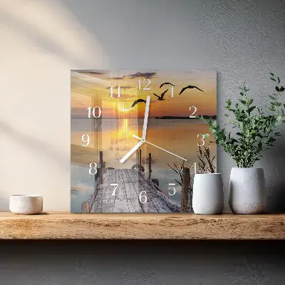 Moderne wanduhr quadratisch Seebrücke