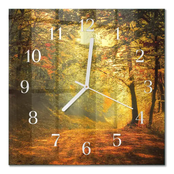 Glasuhr quadratisch Herbst im Wald